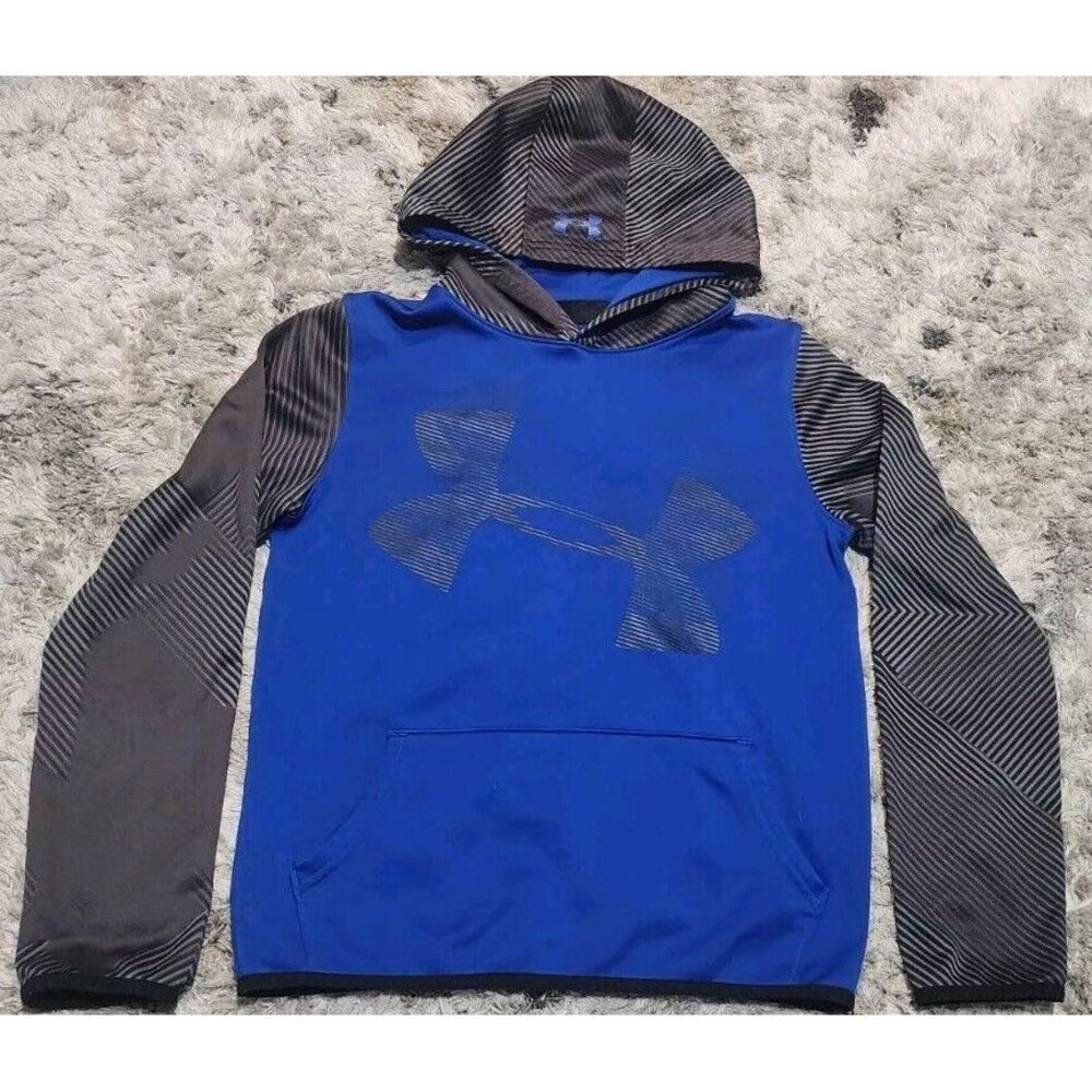 BOYS' UNDER ARMOUR HOODIE, BLUE/BLACK/GRAY, SIZE YOUTH XLARGE‎ XL